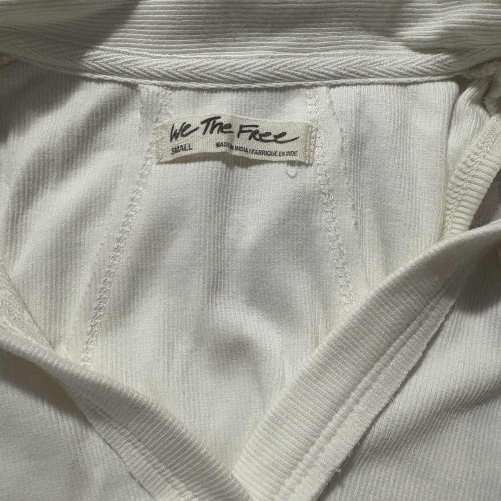 We The Free by Free People Ribbed Collared Henley Tank Top in White - Picture 3 of 6